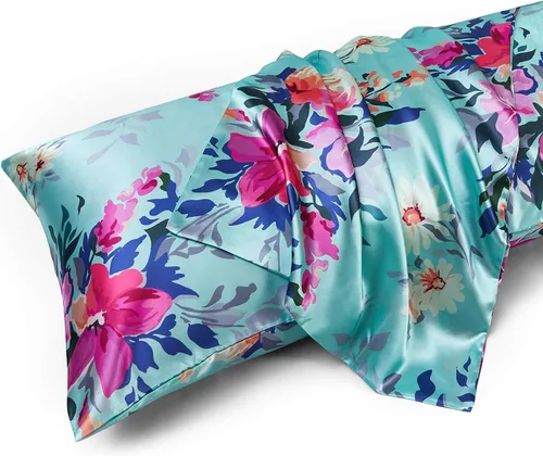 Miniatura 72 de MR&HM - Funda de almohada de satén 16- verde floral