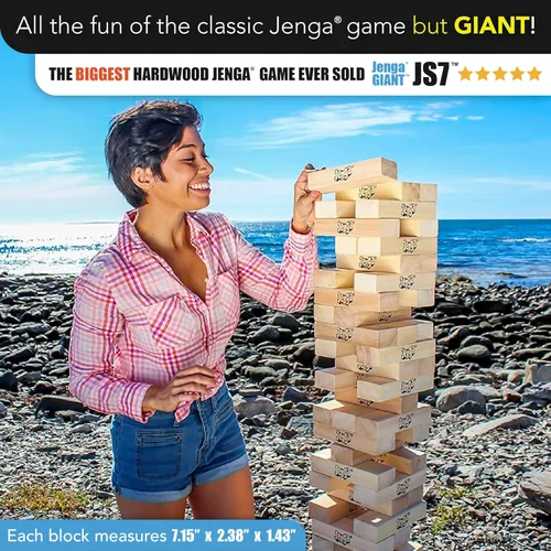 Miniatura 2 de Jenga Gigante - Bloques de madera dura - Se apilan hasta más de 3 pies - Licencia oficial - JS4