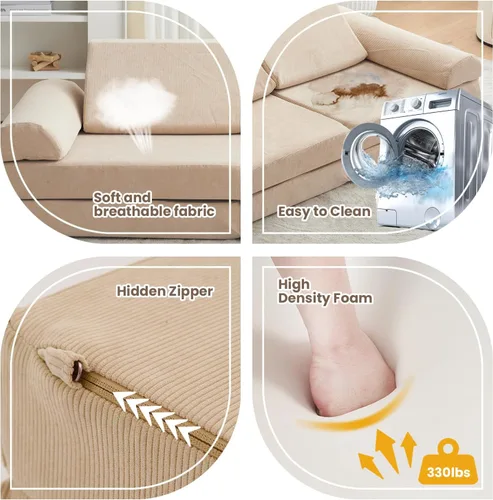 Miniatura 4 de jela Sofá de Juego para Niños Certificado de Seguridad, Sofá Suave para Niños con Funda Lavable a Máquina, Conjunto de Construcción de Fuerte