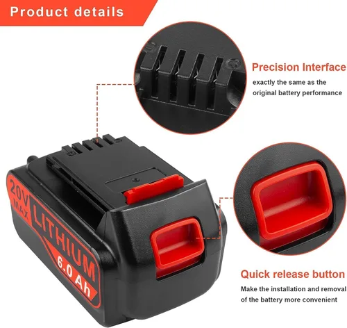 Miniatura 5 de ARyee Reemplazo de 20 V 6.0 Ah para batería de litio Black and Decker de 20 V compatible con batería de litio Black & Decker de 20 V LB20 LBX20