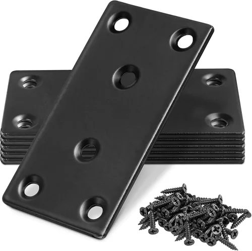 Miniatura 26 de Soporte plano de 1.575 x 0.630 x 0.079 in, soporte recto de acero inoxidable, soporte recto de metal, soporte recto negro, placa de unión