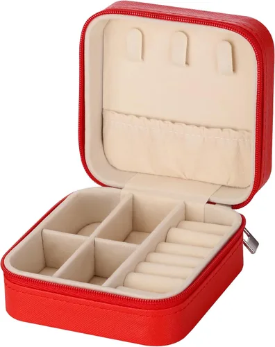 LETURE Joyero pequeño de piel sintética, estuche portátil de viaje para anillos, colgantes, aretes, collares, organizador de pulseras, cajas de