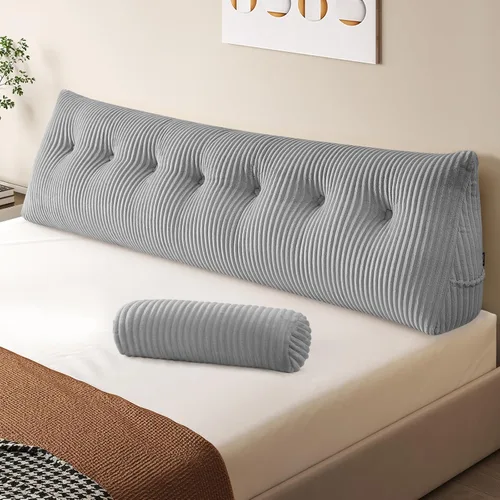 Miniatura 31 de Z-hom Almohada de cuña grande para cabecero, almohada triangular para cabecero tamaño king, almohada de lectura para cama con una almohada enrollada