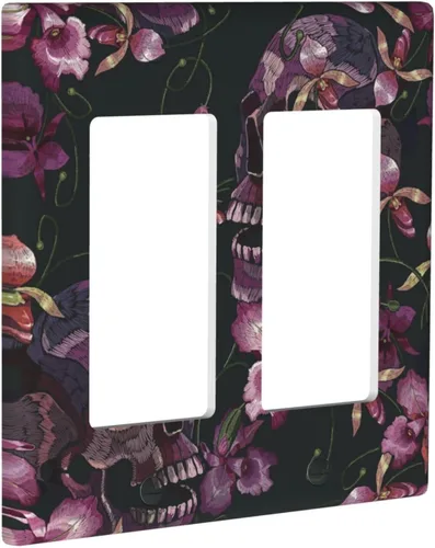 Miniatura 91 de Cubierta de interruptor de luz de palanca doble de 2 cuadras, color rosa, hongos, flores, placa de pared, placa frontal eléctrica, retro, años 70