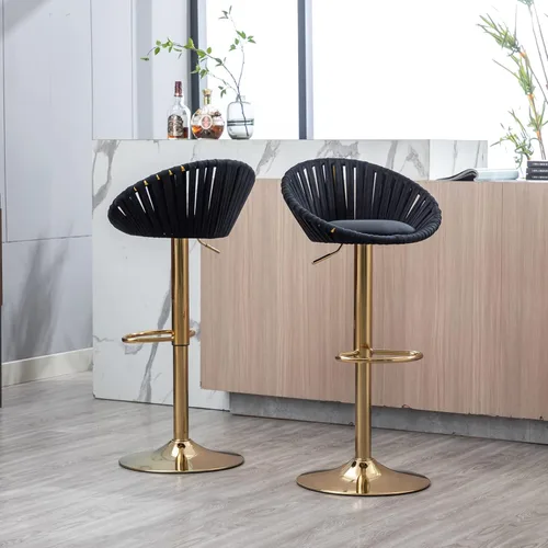 Miniatura 7 de Taburetes de bar modernos y ajustables giratorios, taburete de bar de cocina con respaldo, juego de 2, sillas de bar de estilo ocio, para isla