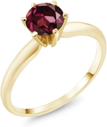 Miniatura 69 de Anillo de compromiso solitario con piedra preciosa redonda de oro amarillo de 14 quilates de 0.236 in para mujer Ajuste clásico de 6 puntas