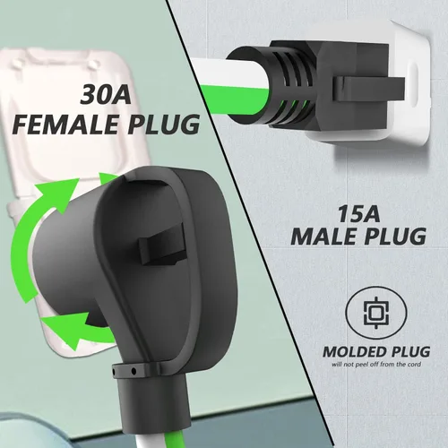 Miniatura 3 de Cable adaptador RV de 15 amperios a 30 amperios y 110 voltios, cable adaptador de 12 pulgadas NEMA 5-15P macho a TT-30R hembra, convertidor
