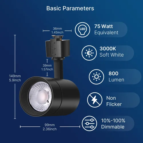 Miniatura 6 de FLSNT Cabezal de iluminación LED tipo J de 12 W, equivalente a 75 W, blanco suave de 3000 K, iluminación de pista regulable CRI90 de 800 lúmenes