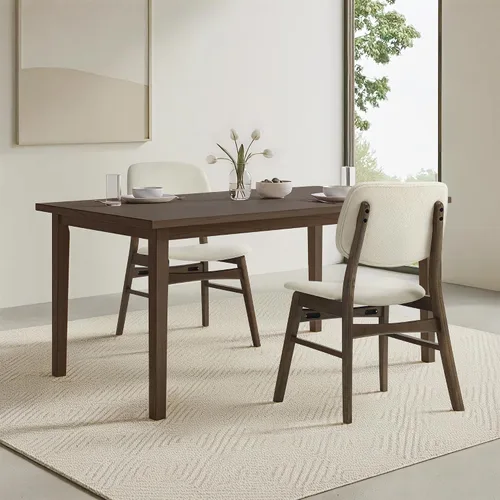 Miniatura 26 de KISLOT Rattan Dining Chairs Set of 4, Upholstered Modern Dining Room Chairs, Mid Century Oak Wood Kitchen Chairs with Rattan Backrest for Farmhouse