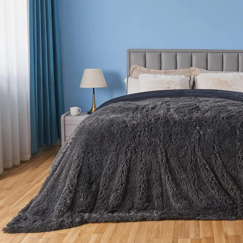Miniatura 55 de GONAAP Manta de Tiro de Piel Sintética Mullida Tamaño Twin Rosa Claro Súper Suave Acogedora Felpa Mullida Lanuda para Sofá, Sillón o Cama
