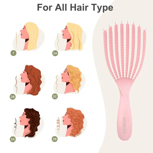 Miniatura 3 de SHINLEA cepillo desenredante para cabello rizado, cepillo de pelo para cabello húmedo y seco, grueso y fino, peina fácilmente el cabello rizado