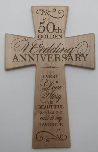 Miniatura 20 de LifeSong Milestones Cruz de pared del 50º aniversario de boda: símbolo atemporal de amor y compromiso, decoración elegante para celebración