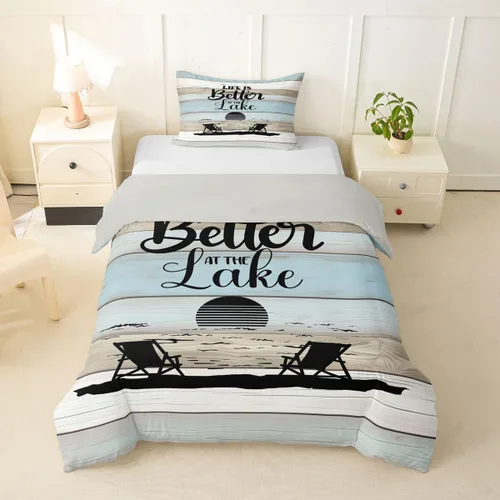 Miniatura 12 de Erosebridal Funda de edredón de ancla náutica, juego de ropa de cama con brújula oceánica, tamaño individual para niños, adolescentes, adultos