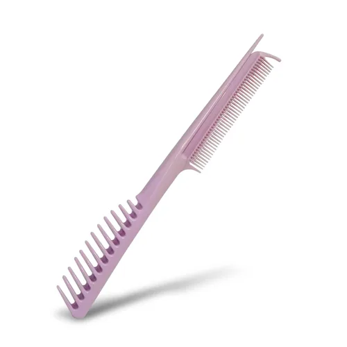 Miniatura 8 de Peine seccionador con una sola mano con dientes finos y gruesos para desenredar y alisar el cabello dañado por el calor (verde)
