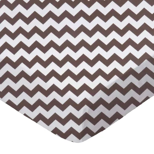 SheetWorld Pack N Play - Sábana bajera ajustable 100% algodón percal, para Graco, 27 x 39, zigzag cheurón marrón, fabricada en Estados Unidos