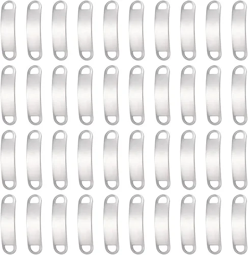 Miniatura 7 de UNICRAFTALE Acerca de 30 piezas de eslabones rectangulares de acero inoxidable 1.201 in de largo, etiquetas de identificación en blanco de 1.201 in