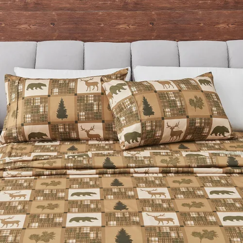 Great Bay Home Juego de sábanas de microfibra tamaño King - Decoración Lodge juego de sábanas de cama de 4 piezas - Ropa de cama de microfibra 10 -