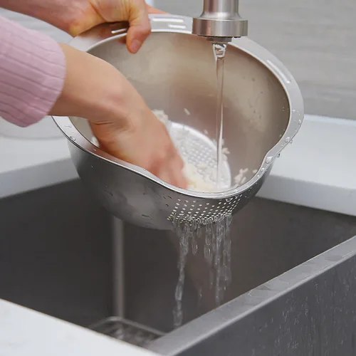 Miniatura 4 de Joyce Chen Tazón Colador de Arroz de Acero Inoxidable Lavador de Arroz Colador