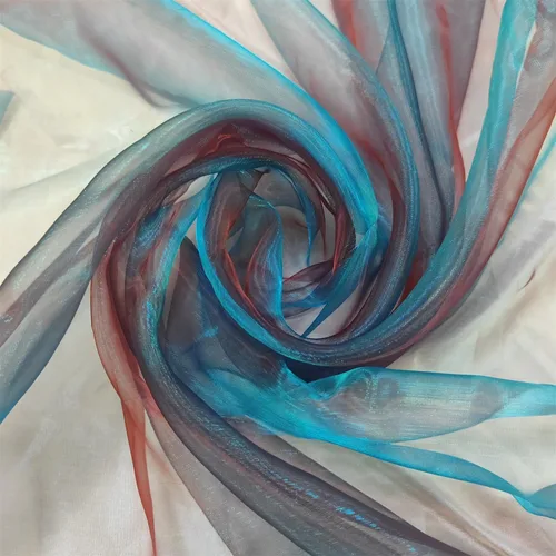 Miniatura 21 de Tela de organza transparente ligera de dos tonos, tela de gasa holográfica iridiscente de encaje, tela de tul oganza para vestido, fiesta, fondo