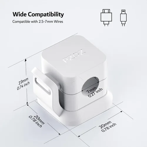 Miniatura 2 de PZOZ Paquete de 6 organizadores de cables, clips adhesivos para cables de carga, organizador de cables, gestión de cables USB de carga para el Negro