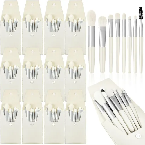 Miniatura 9 de Tioncy Juego de 12 brochas de maquillaje de viaje, bolsa de pinceles a granel, regalo de dama de honor, mini cepillo de fibra sintética para Negro