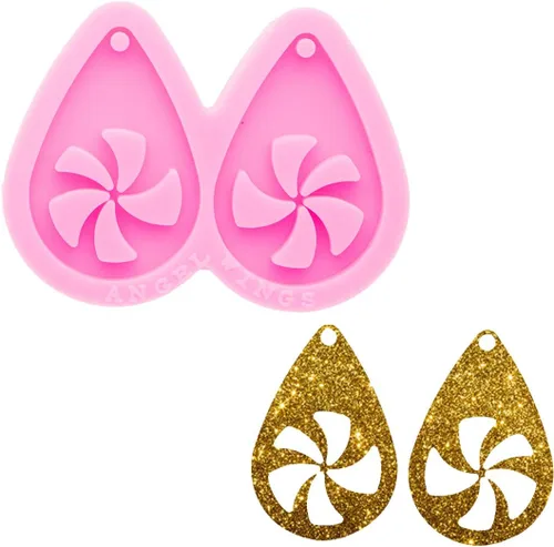 Miniatura 7 de Moldes de silicona con forma de bastón de Navidad brillante y brillante, molde de aretes de silicona para aretes de resina epoxi para hacer joyas