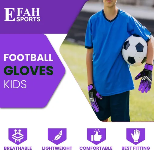 Miniatura 17 de Guantes de portero de fútbol para niños y jóvenes, guantes de portero de fútbol con agarres fuertes Verde