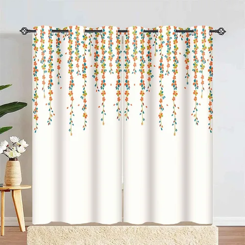 Miniatura 3 de CLOKSP0046 - Cortinas de flores que lloran, cortina con estampado de eucalipto, oscurecimiento de la habitación, tela de poliéster con aislamiento
