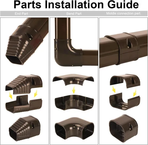 Miniatura 5 de GUEQUITLEX Kit de cubierta de línea de 3 pulgadas de ancho y 16.1 pies para aire acondicionado mini split marrón, kit de cubierta de línea de PVC