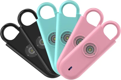 Miniatura 12 de Fauxomor Alarma de seguridad personal de 140 dB para mujeres, paquete de 12 llaveros de protección de alarma segura con luz estroboscópica con aviso