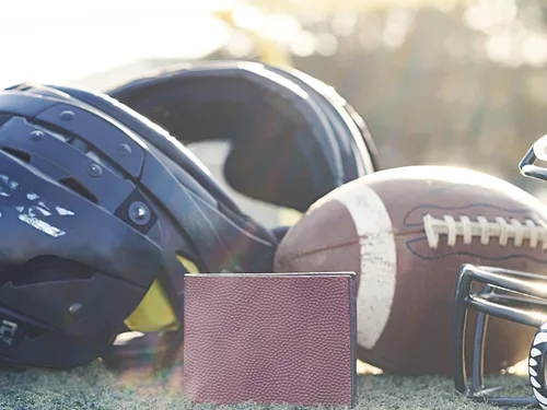 Miniatura 4 de Cartera deportiva de cuero genuino de fútbol para hombre, Rojo -, Billetera plegable