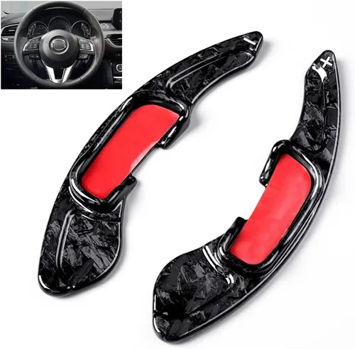 Miniatura 9 de SANRILY Extensión de palanca de cambios de paleta de fibra de carbono para Mazda 6 3 CX3 CX5 CX9 MX5 2017-UP Paleta de cambio de paleta de cambio