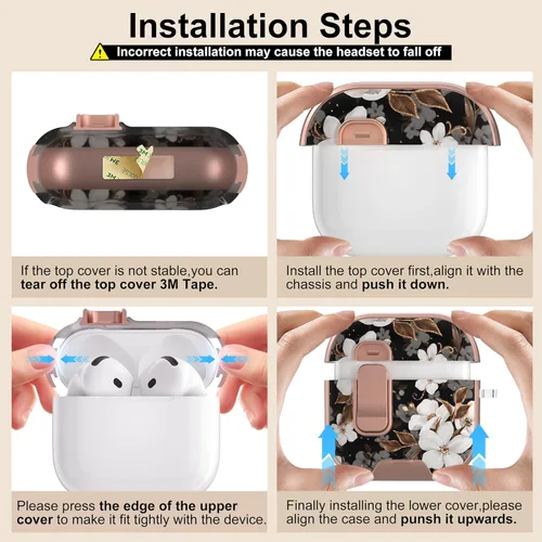 Miniatura 8 de Maxjoy Funda para AirPods 4, funda transparente para AirPod de 4ª generación, funda protectora suave y linda flor para AirPod 4 para mujeres