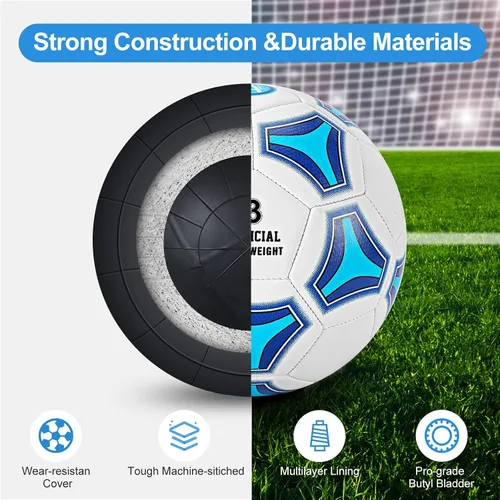 Miniatura 4 de STEEFAN Balón de Fútbol Tamaño 3/4/5 para Niños Juego al Aire Libre, Balón de Fútbol que Cambia de Color con Red de Transporte, Balón