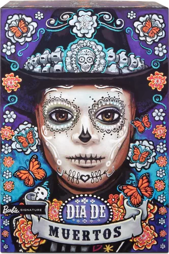 Miniatura 6 de Barbie Signature Ken Fashion Muñeca, 2023 Dia de Muertos coleccionable con chaqueta azul, sombrero negro y soporte para muñeca