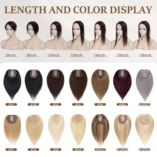Miniatura 7 de Rich Choices Pelucas con topper de cabello para mujeres, cabello humano real 100% Remy, sin flequillo, para mujeres con adelgazamiento en la parte
