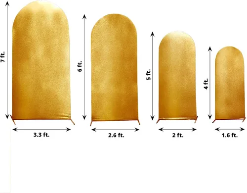 Miniatura 3 de Efavormart - Juego de 4 fundas de telón de fondo color dorado metálico Chiara – Fundas de arco redondo brillante radiante para bodas reales y fondos