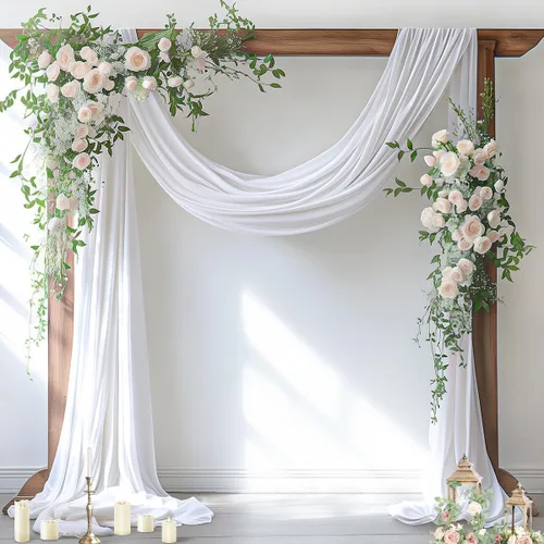 Miniatura 16 de Socomi Tela Transparente de Terracota para Decoración de Bodas Otoñales, Tela de Drapeado 29" x 20 Pies, 1 Panel, Cortina para Arco Exterior
