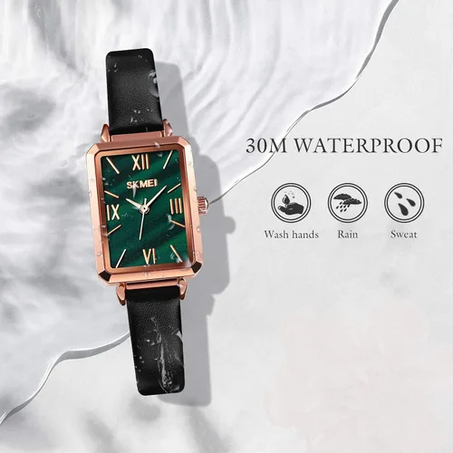 Miniatura 6 de SKMEI - Reloj de pulsera para mujer, de piel, rectangular, elegante, para mujer, Classic, forro polar verde con licencia oficial de star wars silent