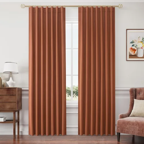 Miniatura 15 de Joywell 2 cortinas opacas 100%, lino, beige natural, trabillas traseras/cinta con ganchos, aislantes, de dormitorio, comedor, sala, puerta corrediza