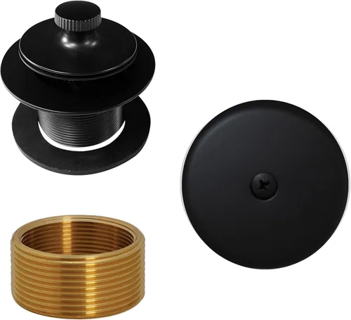 Westbrass D941K-62 - Tapacubería de drenaje de bañera de rosca fina de 1-3/8 pulgadas con placa frontal de desbordamiento de un agujero, 1 paquete,