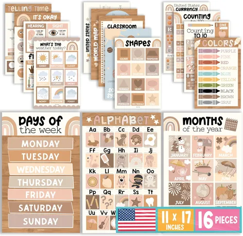 Miniatura 11 de Hadley Designs 16 carteles educativos para niños pequeños de 1 a 3 años, carteles laminados de aprendizaje para preescolar y jardín de infantes