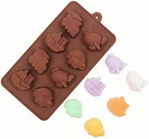 Miniatura 3 de Joyeee 2 moldes de silicona 3D antiadherentes para dulces, vehículos caseros, galletas, jabón, vela, crayón, yeso, arcilla polimérica, bandeja