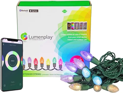 1101950 Luces habilitadas para la aplicación, cadena extensor C7 con 12 luces LED RGB y cable verde