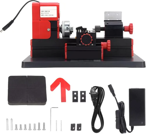 ViaGasaFamido Kit de torno de metal 24W Mini máquina de torno motorizado 20000RPM DIY modelado herramienta de carpintería enchufe de EE. UU. Control