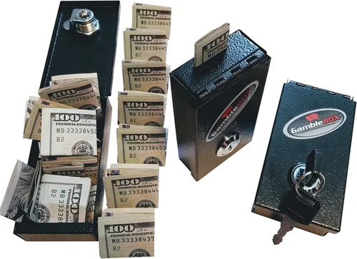 Caja tamaño bolsillo de metal para juegos de azar, casino, caja de dinero en efectivo para apostadores que detiene el adictivo impulso de volver a