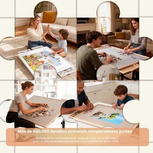 Miniatura 9 de ALL4JIG Tablero giratorio de plástico ligero con 1000 piezas con 4 cajones y cubierta, diseño Lazy Susan de 360°, mesa giratoria portátil de 30.20 x
