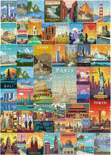 Miniatura 9 de Rompecabezas de Parques Nacionales Americanos para Adultos de 1000 Piezas, PICKFORU Rompecabezas de Paisaje de Póster de Viaje Paisajes de Zion