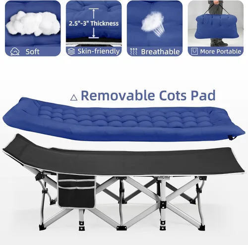 Miniatura 4 de Fragess - Cunas plegables de camping para adultos, cuna de 28" extra amplia con colchón removible, carga máxima de 600LBS, cunas para dormir