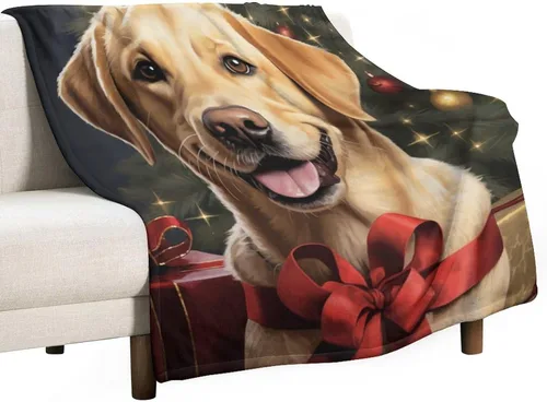 Miniatura 13 de Yellow Lab - Manta de Labrador de Navidad, linda y divertida para varios perros y mascotas, manta de verano de 30 x 40 pulgadas, manta de franela